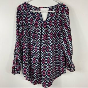 StitchFix PaperMoon Aztec Geometric 3/4 Sleeve Top